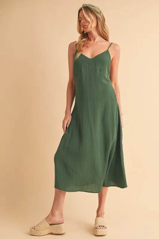 Aemi+Co Side Button Midi Cami Dress - Blushé Belle