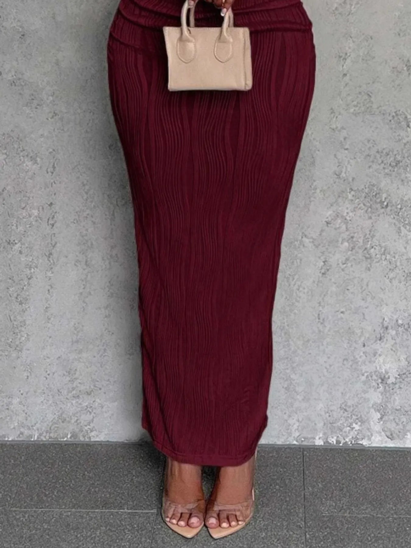 Textured Single Shoulder Bodycon Maxi Dress - Blushé Belle