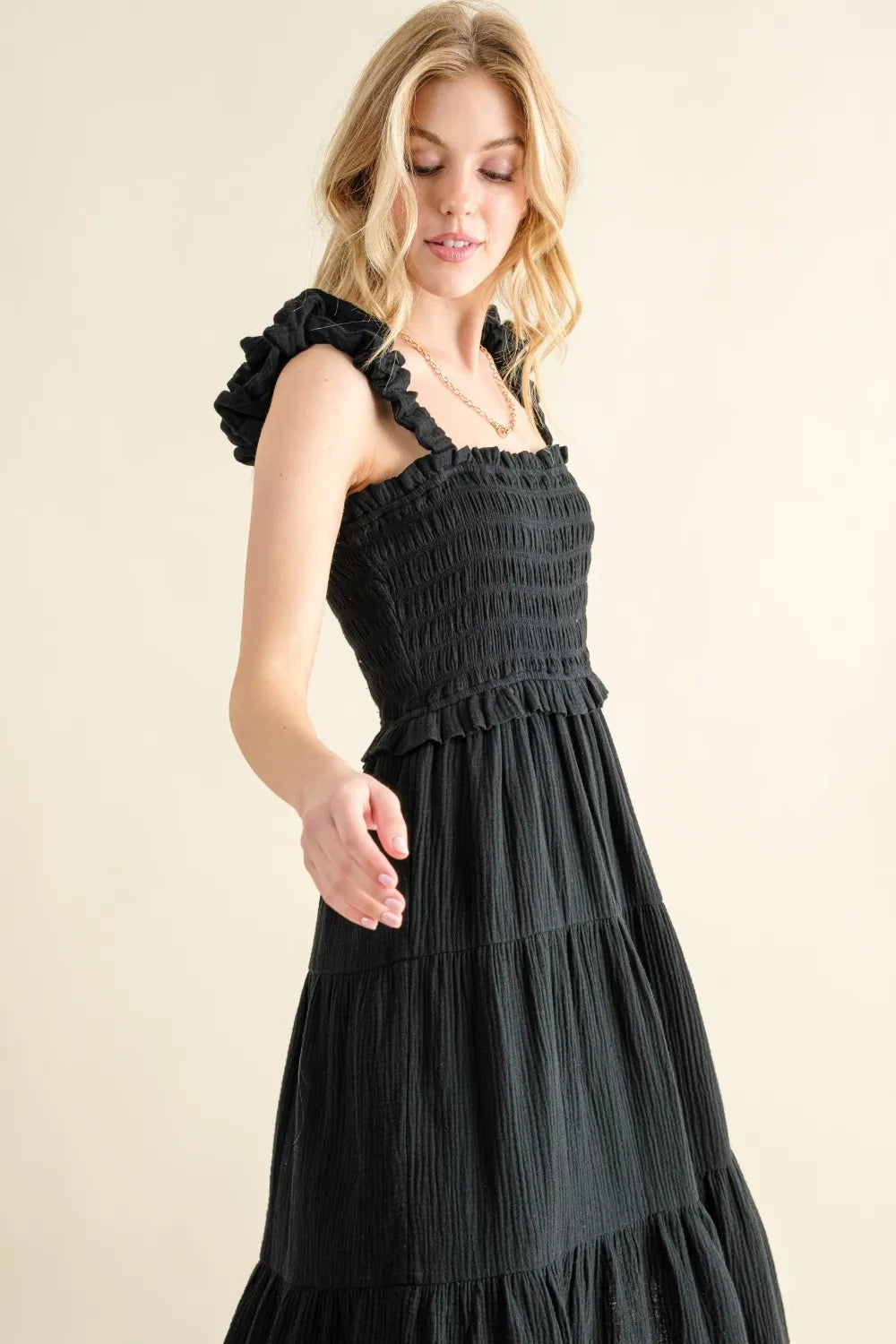 And The Why Smocked Ruffled Tiered Dress - Blushé Belle