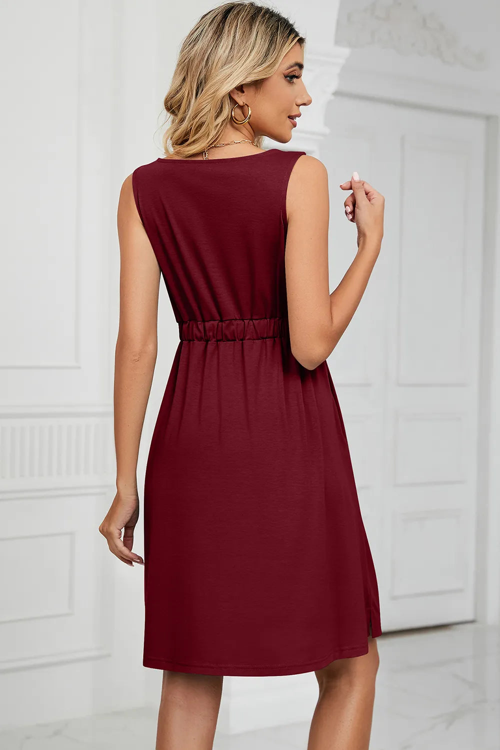 Buttoned Wide Strap Mini Dress - Blushé Belle