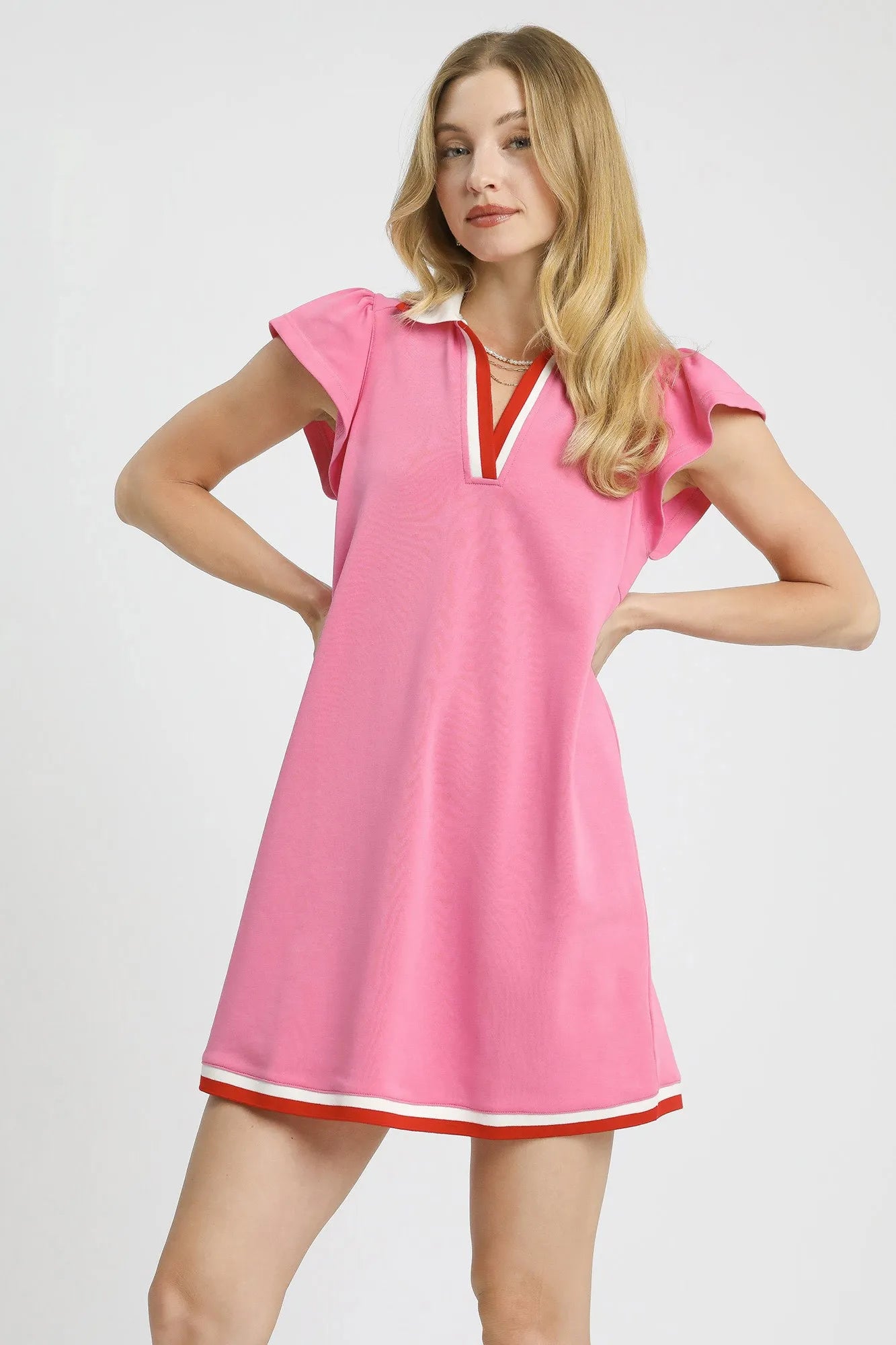 Umgee Contrast Trim Cap Sleeve Mini Dress - Blushé Belle