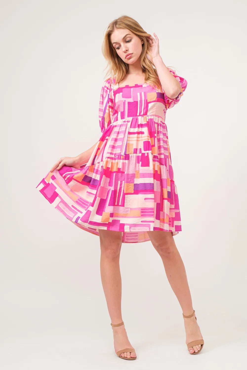 And The Why Color Block Puff Sleeve Dress - Blushé Belle