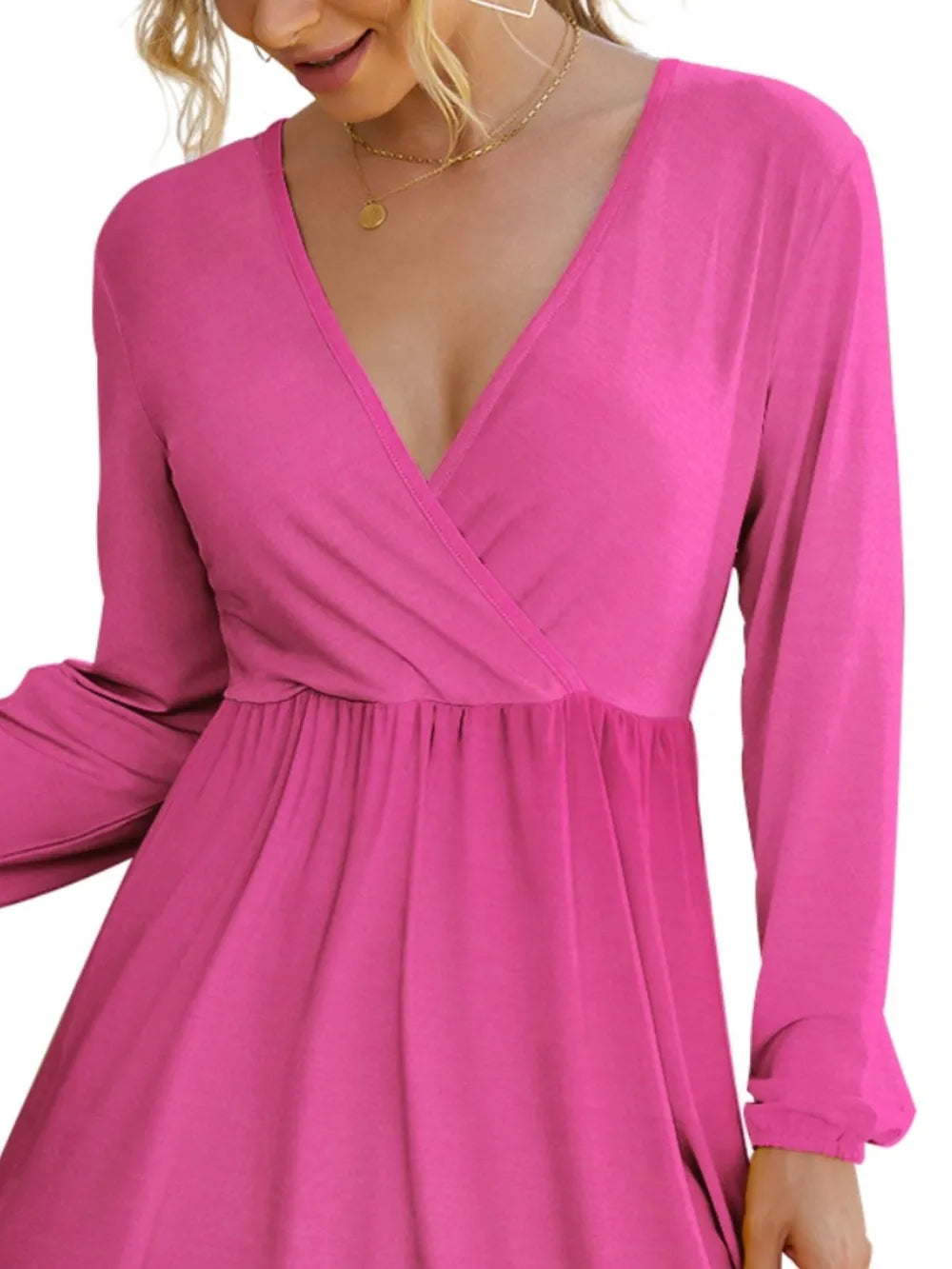 FAM-FAM Surplice Long Sleeve Mini Dress - Blushé Belle