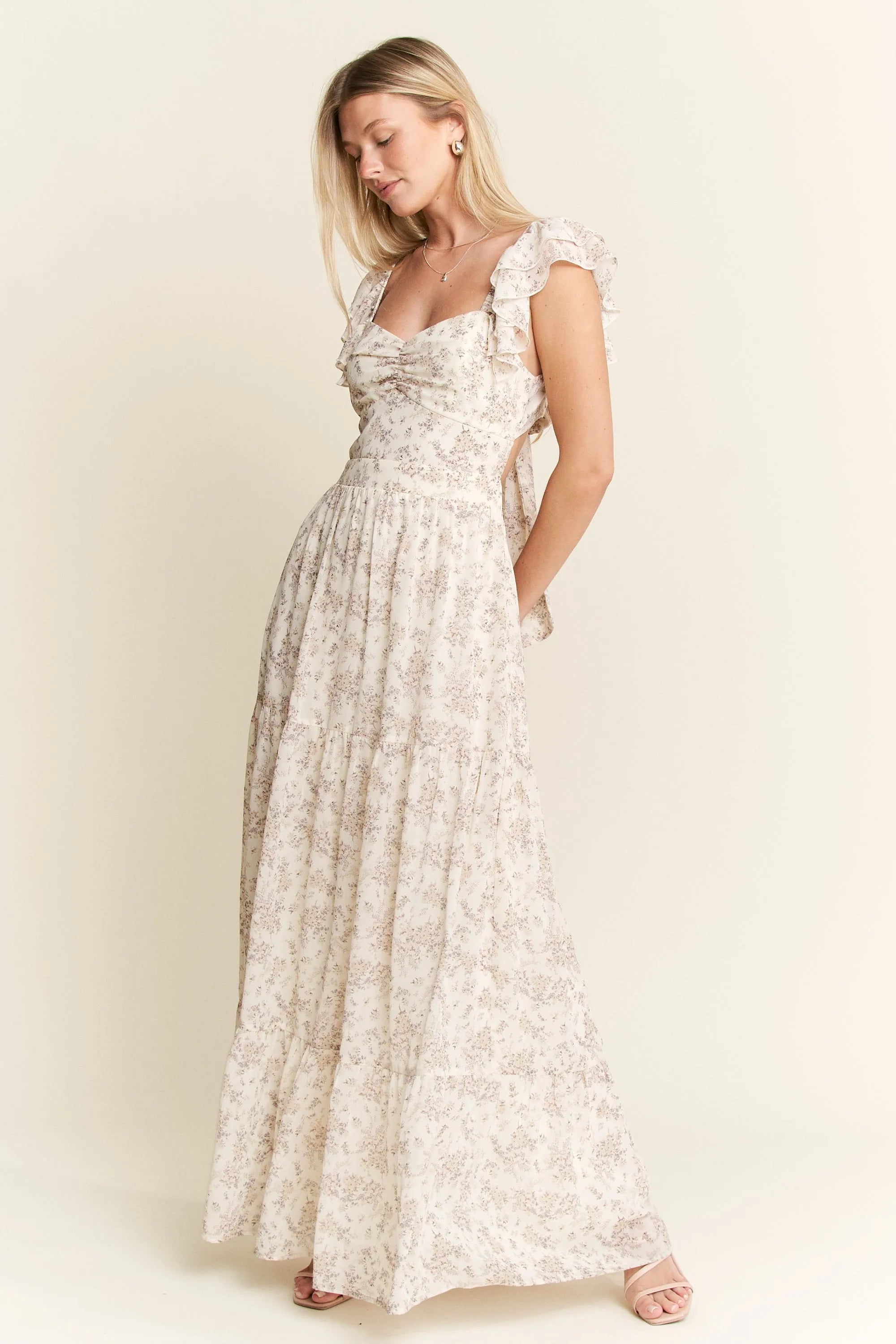Jade By Jane Full Size Ruffle Sleeve Tiered Maxi Dress Plus Size - Blushé Belle