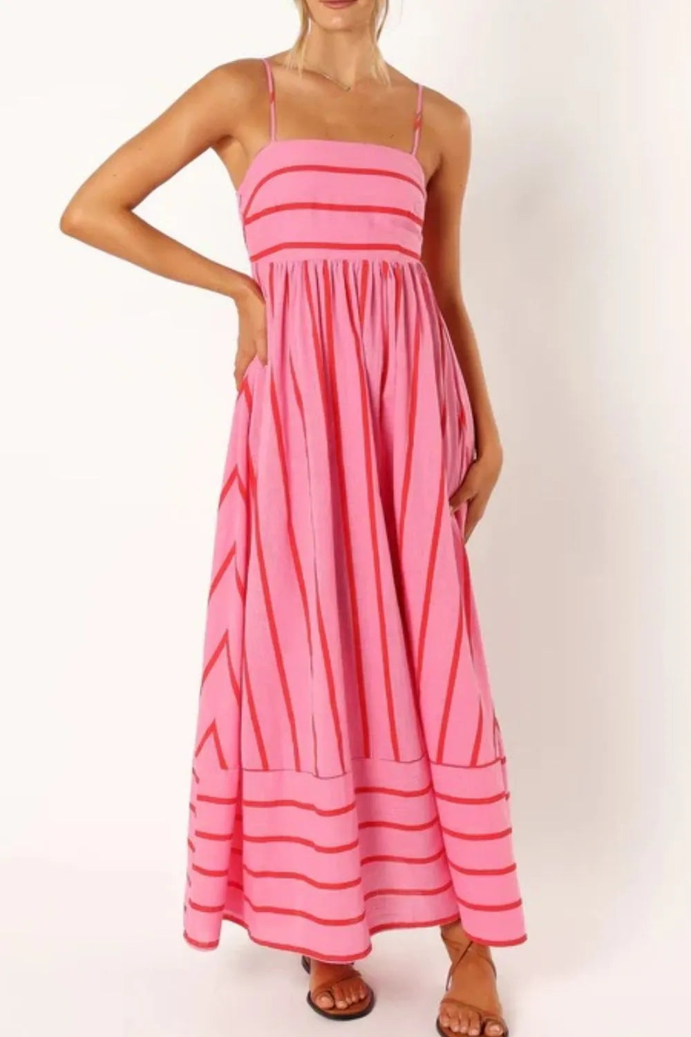 Striped Square Neck Cami Dress - Blushé Belle