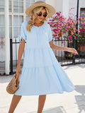 Tiered Round Neck Summer Dress - Blushé Belle