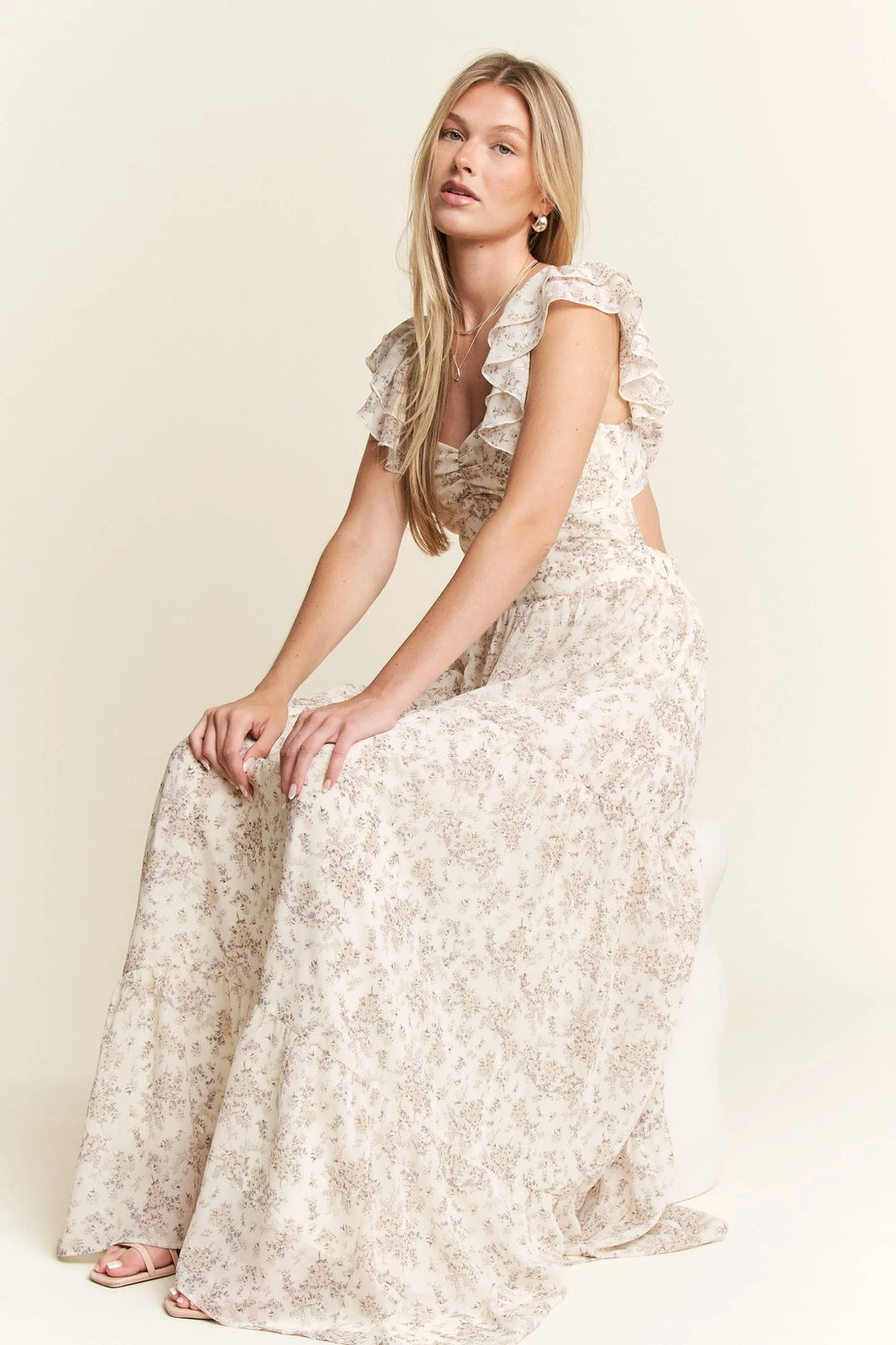 Jade By Jane Full Size Ruffle Sleeve Tiered Maxi Dress Plus Size - Blushé Belle
