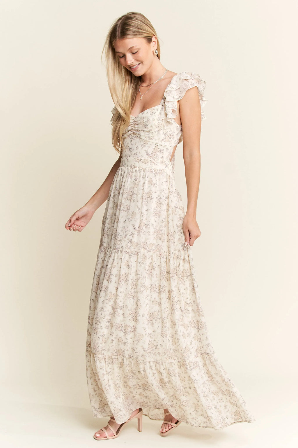 Jade By Jane Full Size Ruffle Sleeve Tiered Maxi Dress Plus Size - Blushé Belle