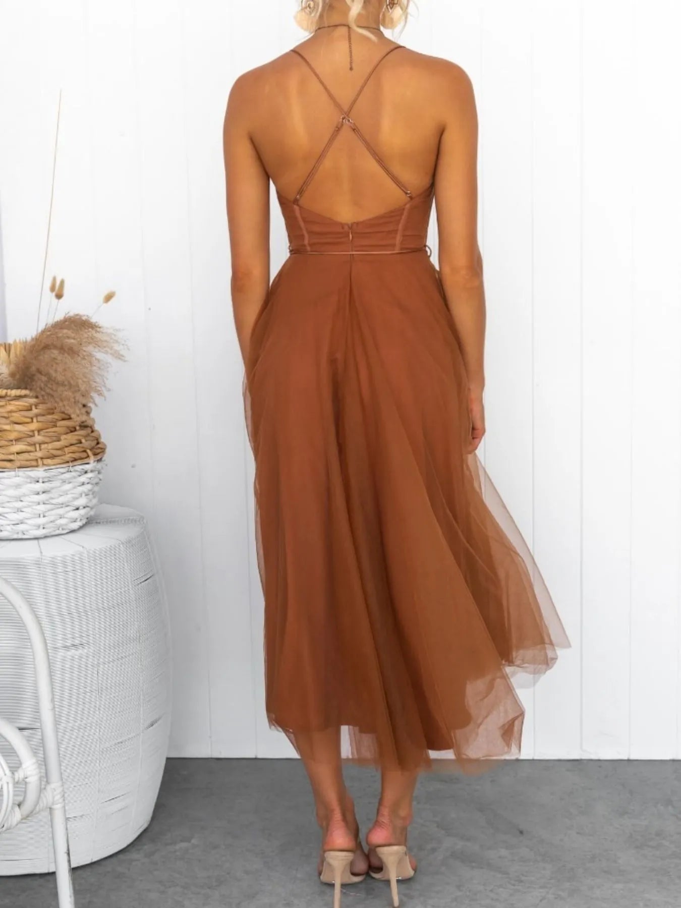 Sweetheart Neck Tulle Midi Dress - Blushé Belle