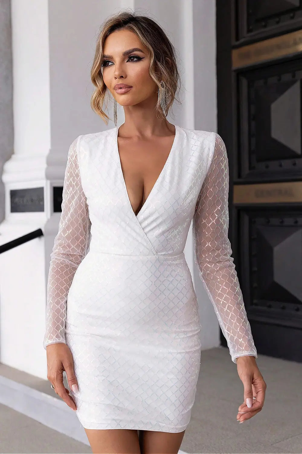 Cutout Sequin Mesh Mini Dress - Blushé Belle