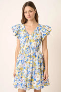 Mittoshop Floral V-Neck Cap Sleeve Mini Dress - Blushé Belle