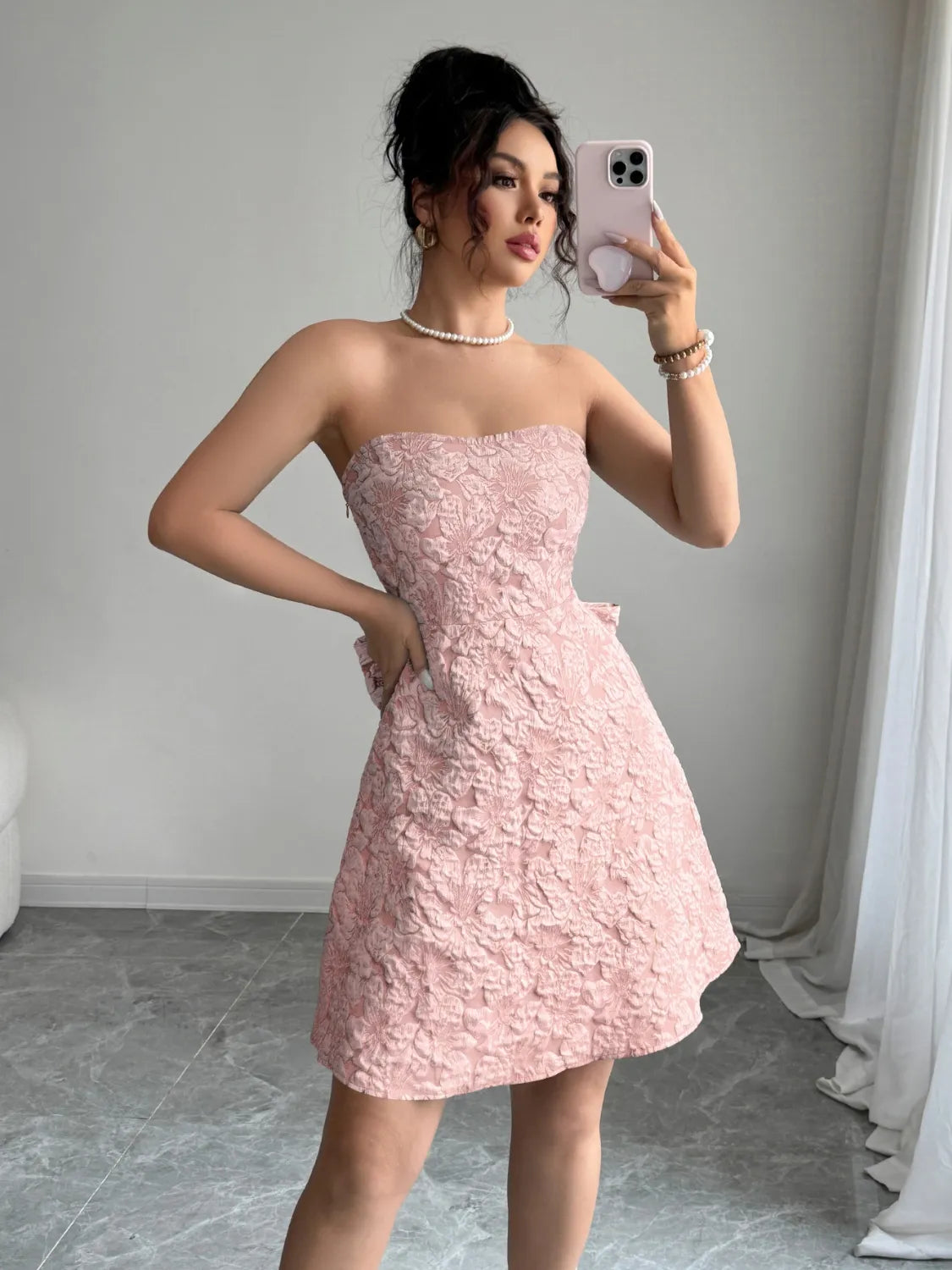 Bow Back Tube Mini Dress - Blushé Belle