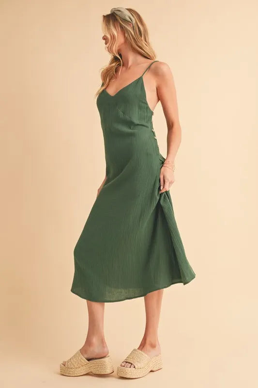 Aemi+Co Side Button Midi Cami Dress - Blushé Belle