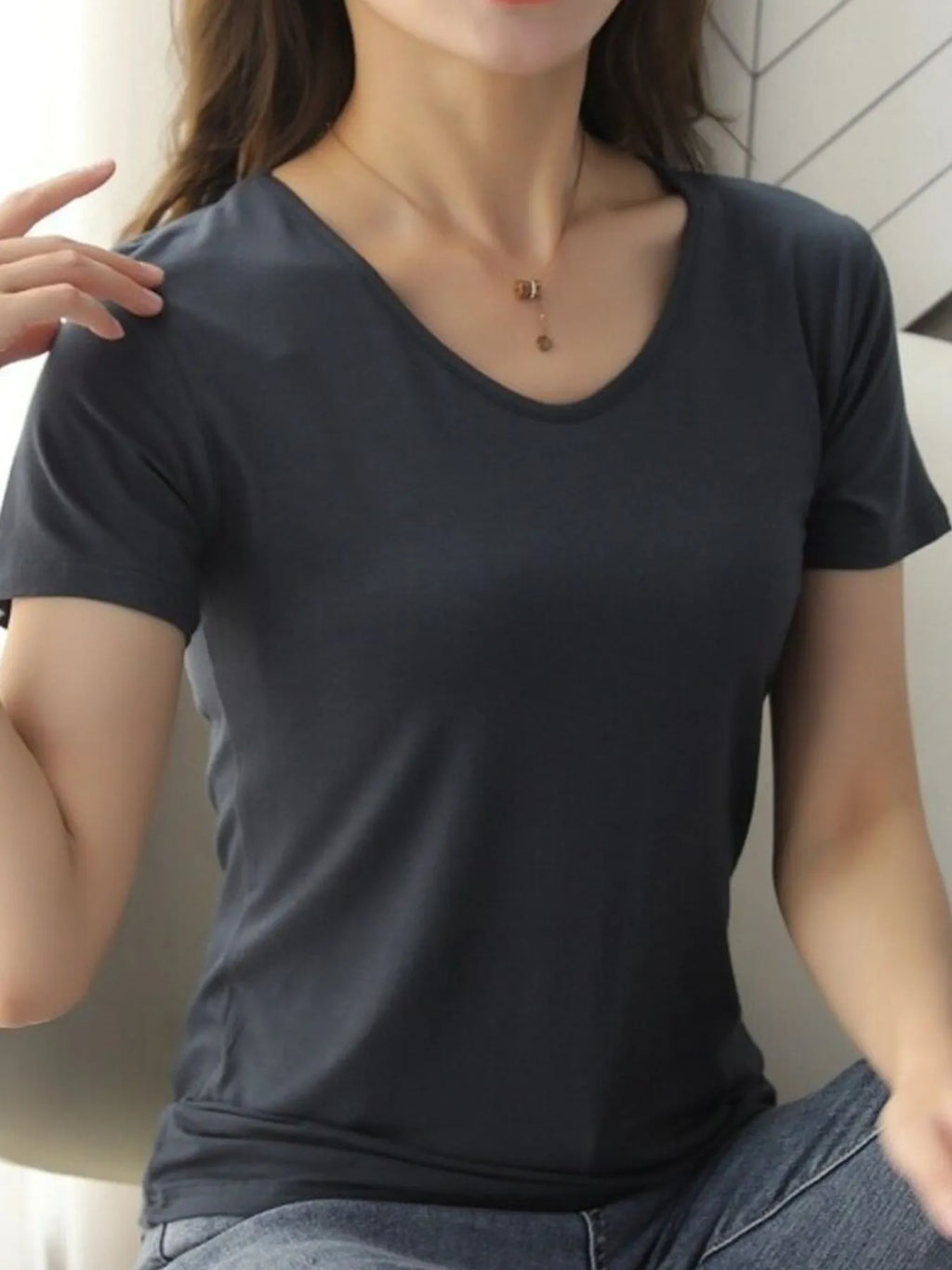 V-Neck Short Sleeve T-Shirt - Blushé Belle