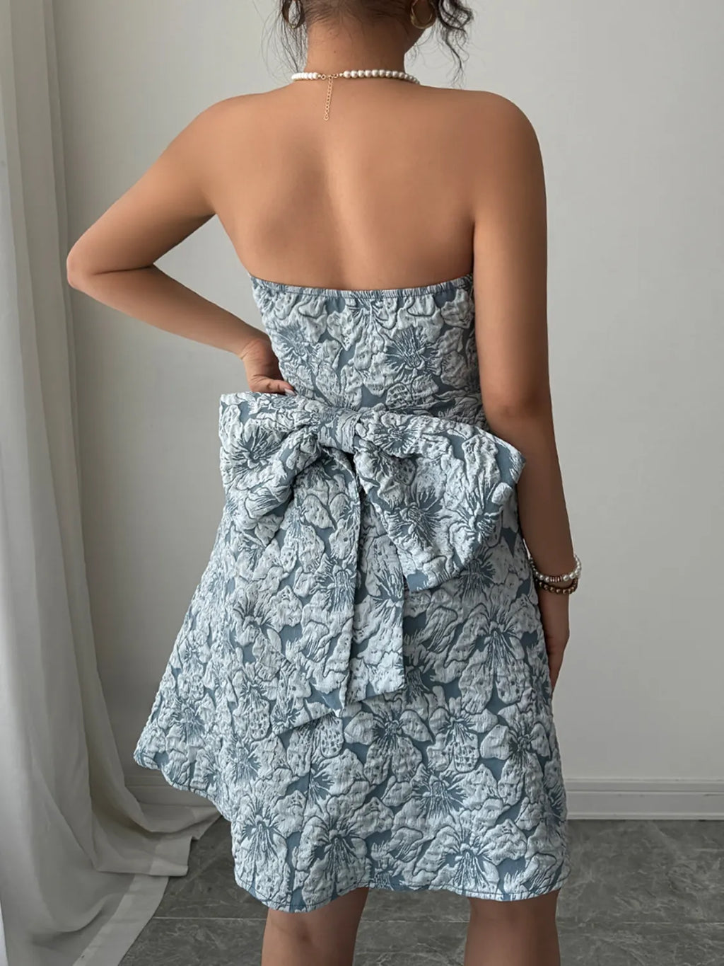 Bow Back Tube Mini Dress
