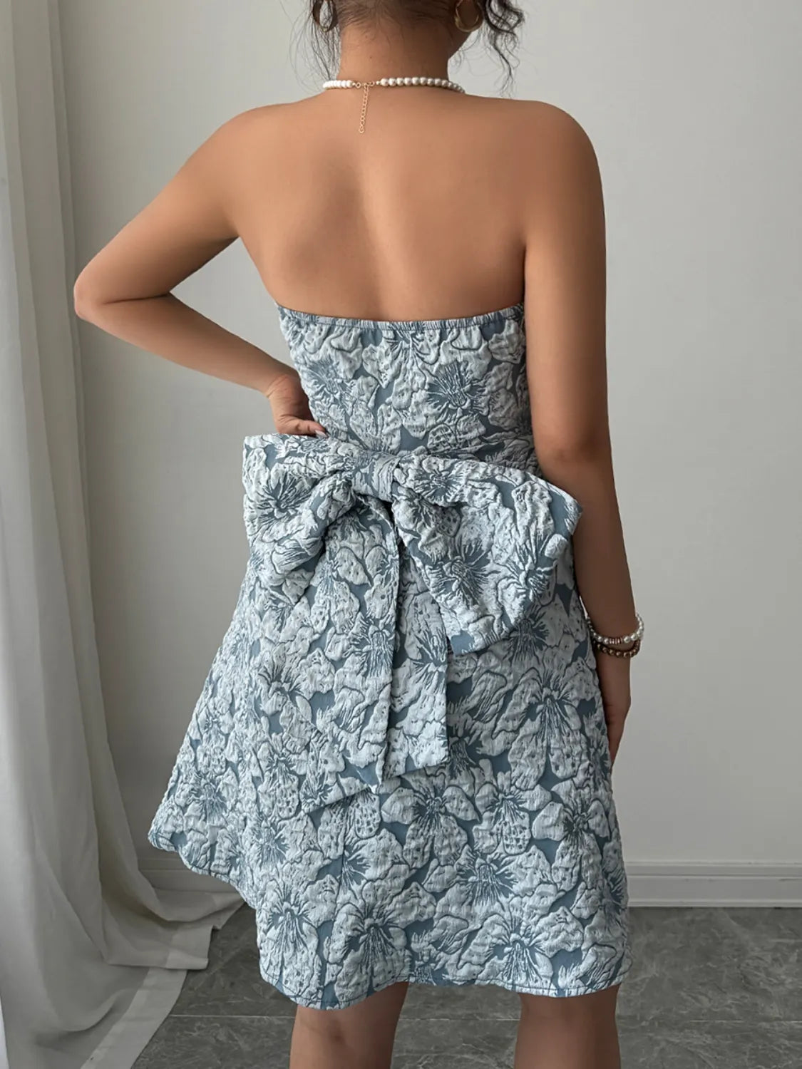 Bow Back Tube Mini Dress