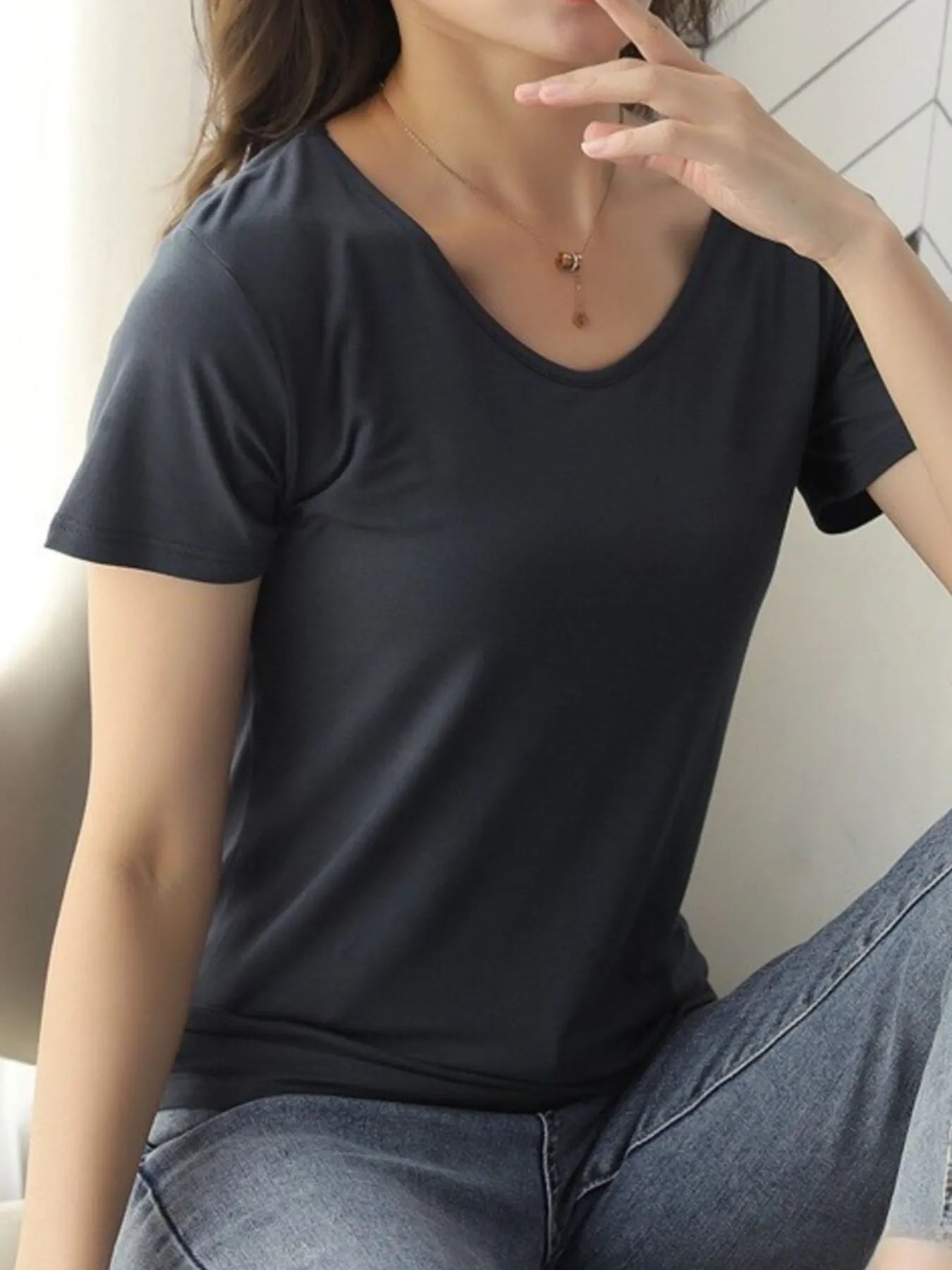 V-Neck Short Sleeve T-Shirt - Blushé Belle
