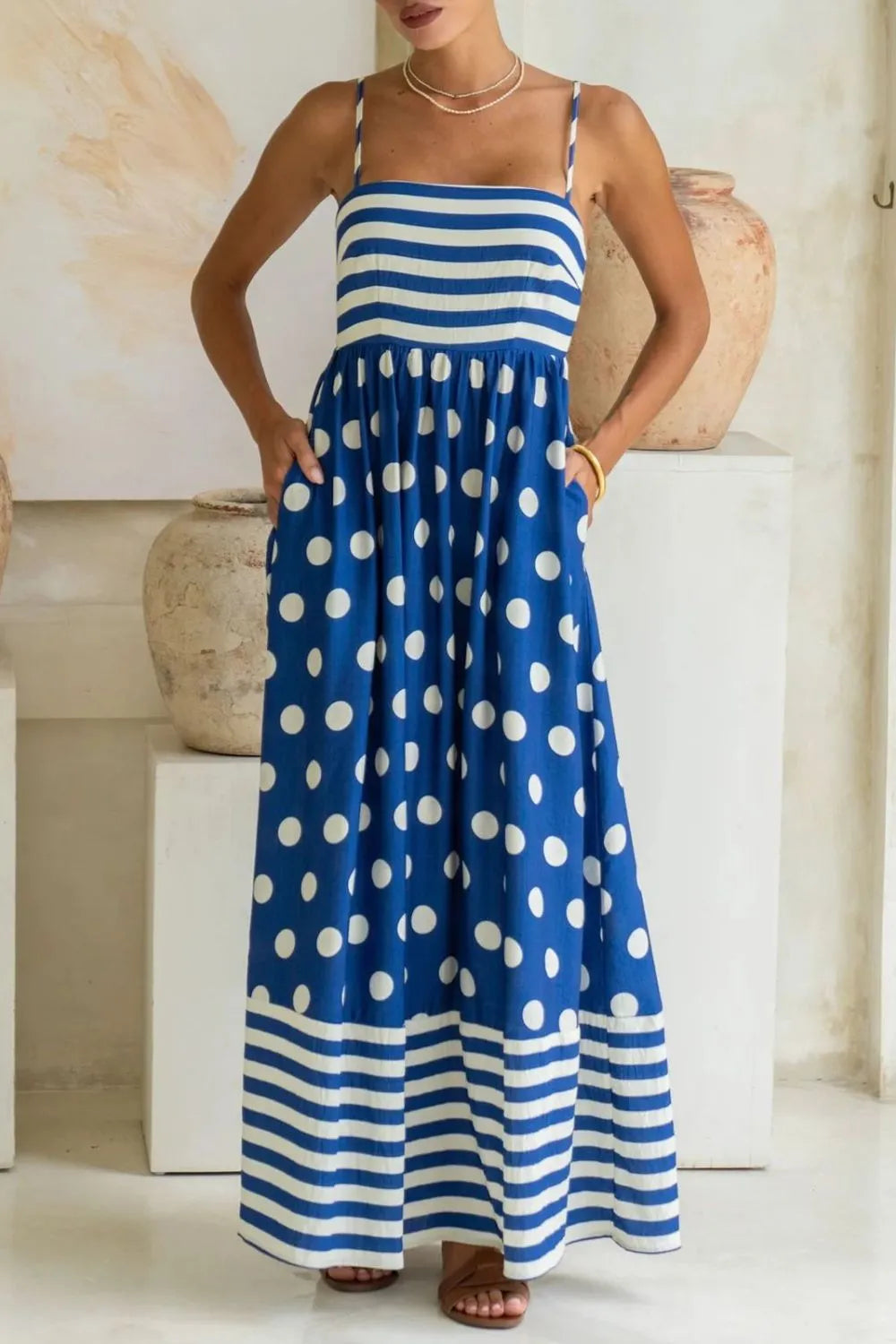 Polka Dot Square Neck Cami Dress - Blushé Belle