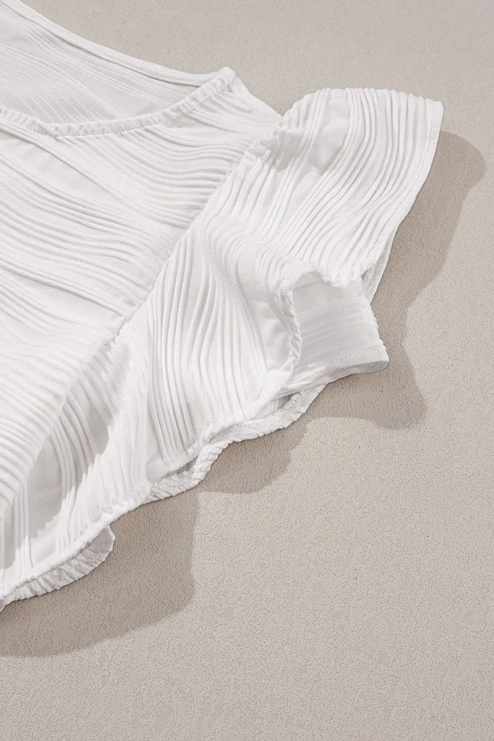Ruffled Round Neck Textured Top - Blushé Belle