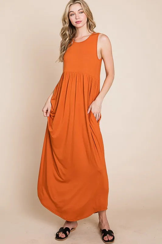 BOMBOM Sleeveless Maxi Dress with Pockets - Blushé Belle