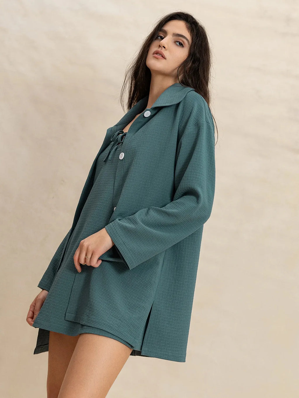 Tie Shoulder Mini Dress and Long Sleeve Top Set - Blushé Belle