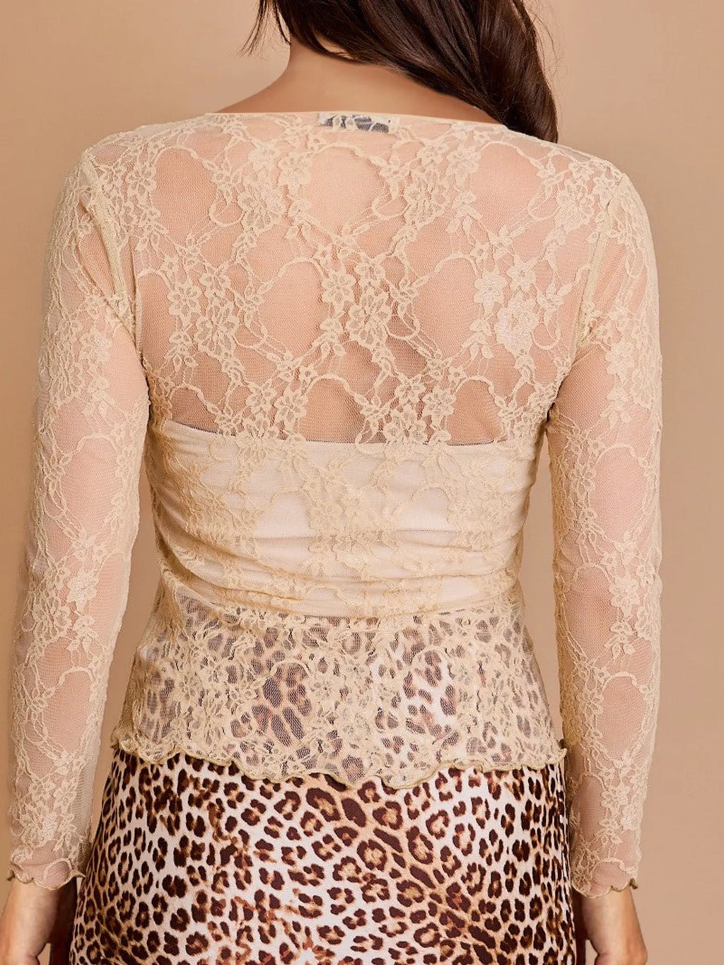 Mesh Floral Lace Long Sleeve T-Shirt - Blushé Belle