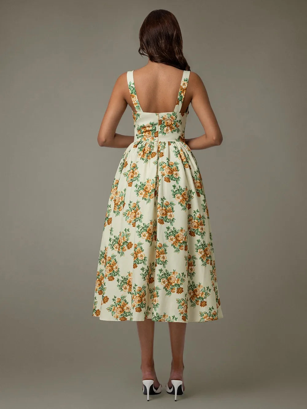 Lace Trim Floral Sleeveless Midi Dress - Blushé Belle