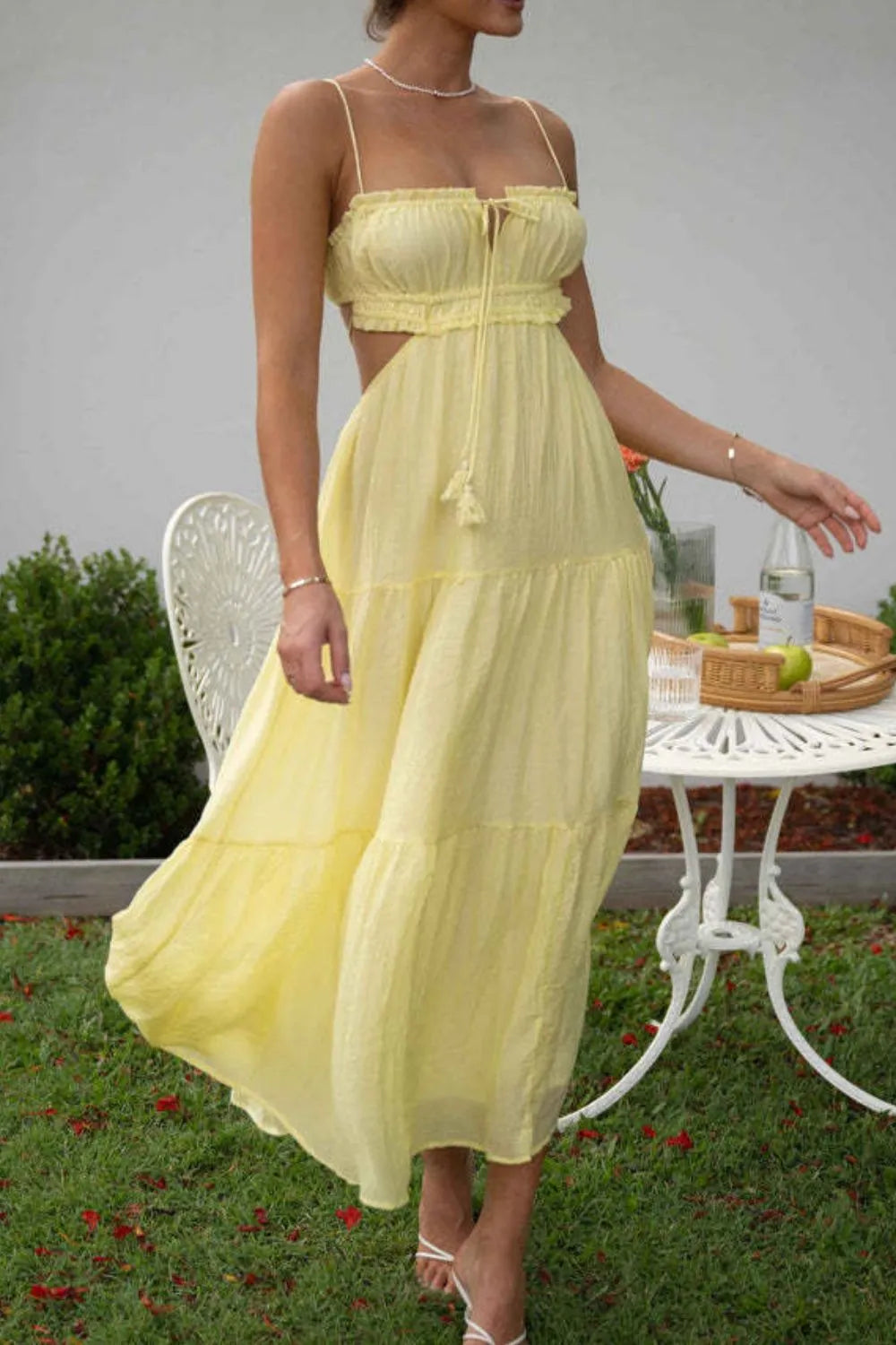 Cutout Square Neck Midi Cami Dress - Blushé Belle