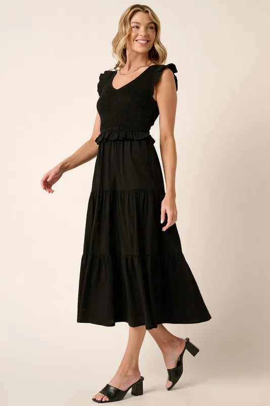 Mittoshop Smocked Ruffled Tiered Midi Dress - Blushé Belle