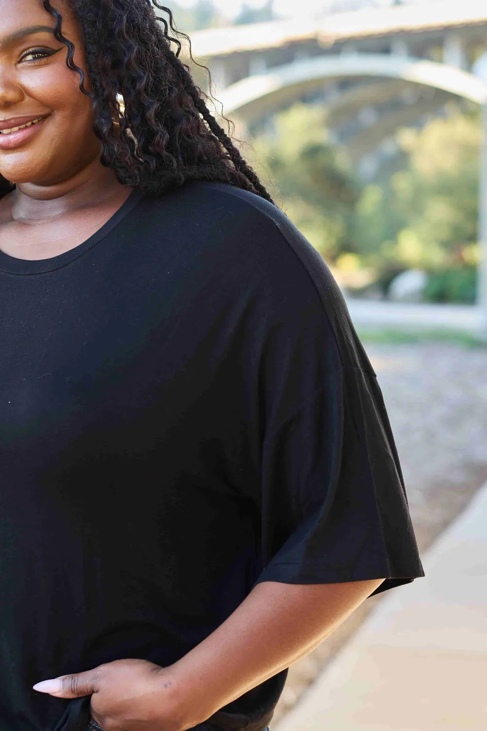 Basic Bae Full Size Round Neck Drop Shoulder T-Shirt - Blushé Belle