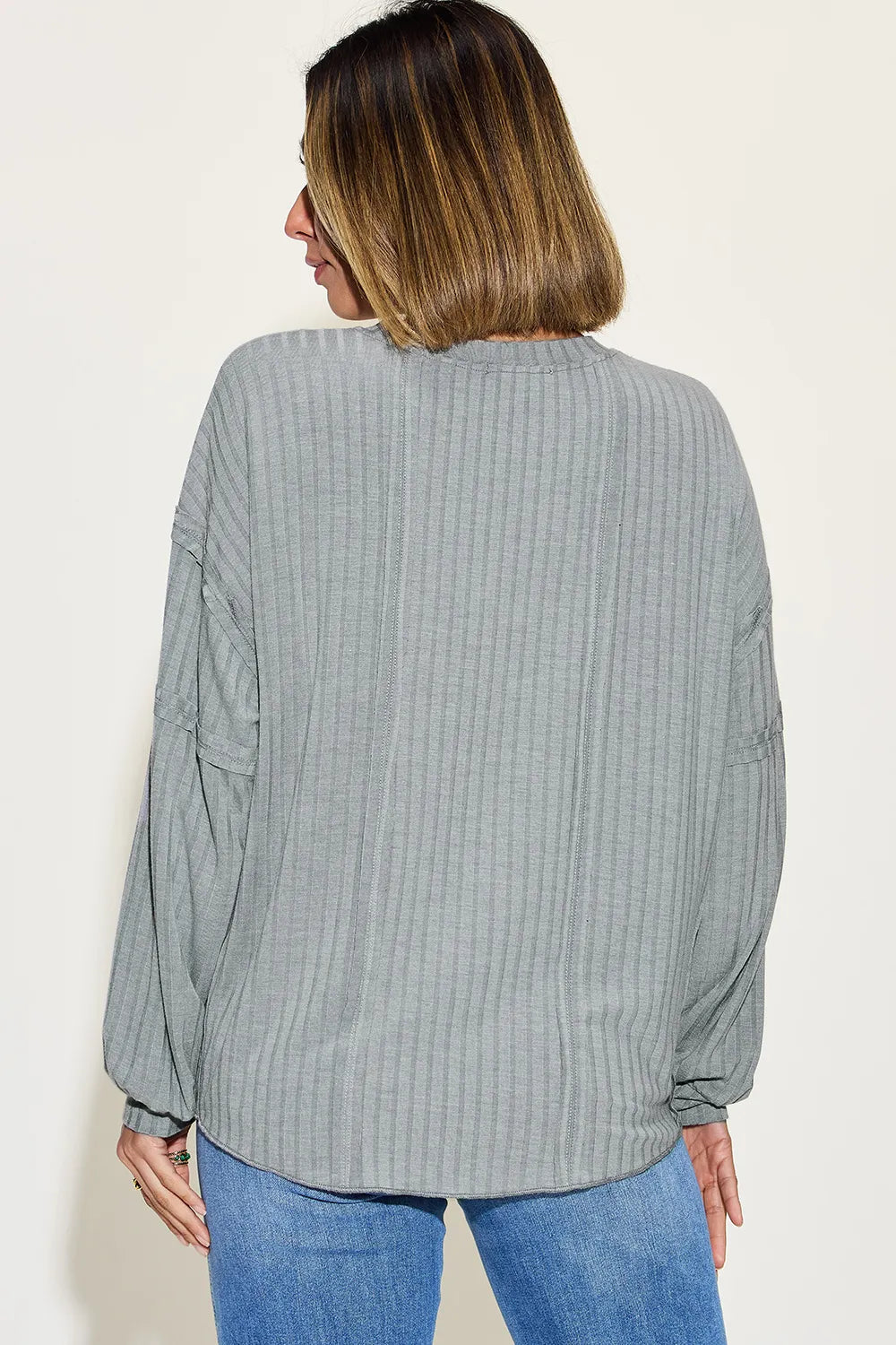 Basic Bae Full Size Ribbed Round Neck Long Sleeve T-Shirt - Blushé Belle