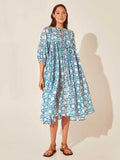 Floral Tie Neck Lantern Sleeve Dress - Blushé Belle