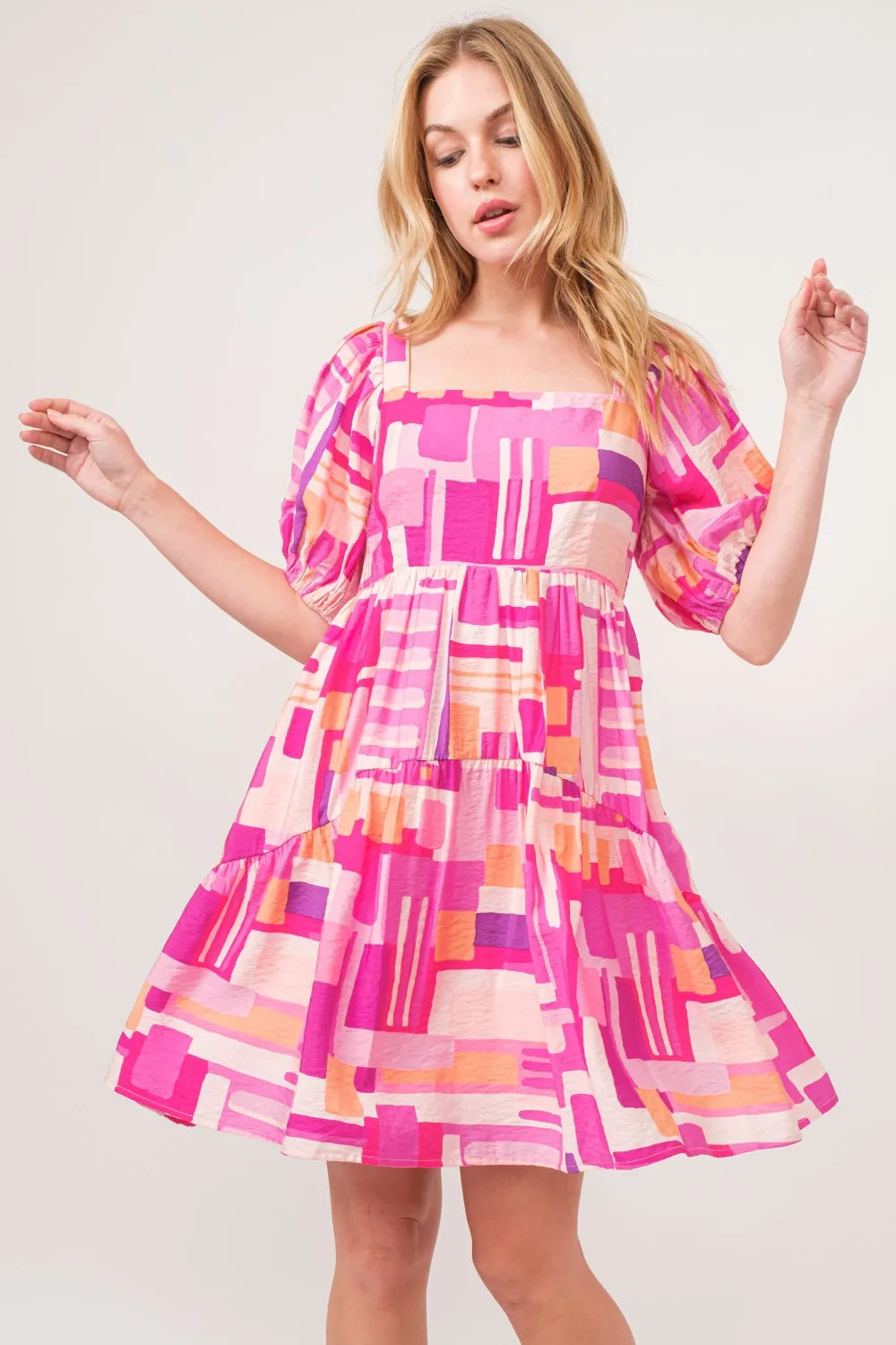And The Why Color Block Puff Sleeve Dress - Blushé Belle