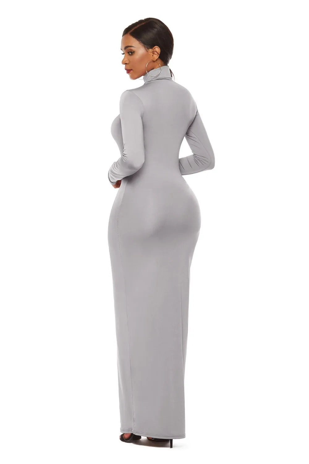 Mock Neck Long Sleeve Maxi Slim Dress - Blushé Belle