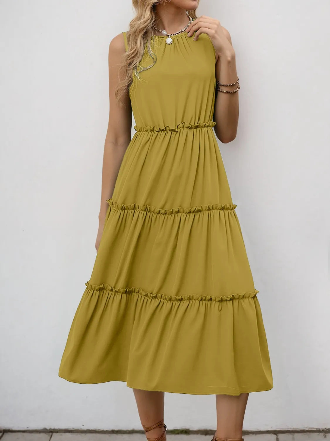 Frill Tiered Midi Dress - Blushé Belle