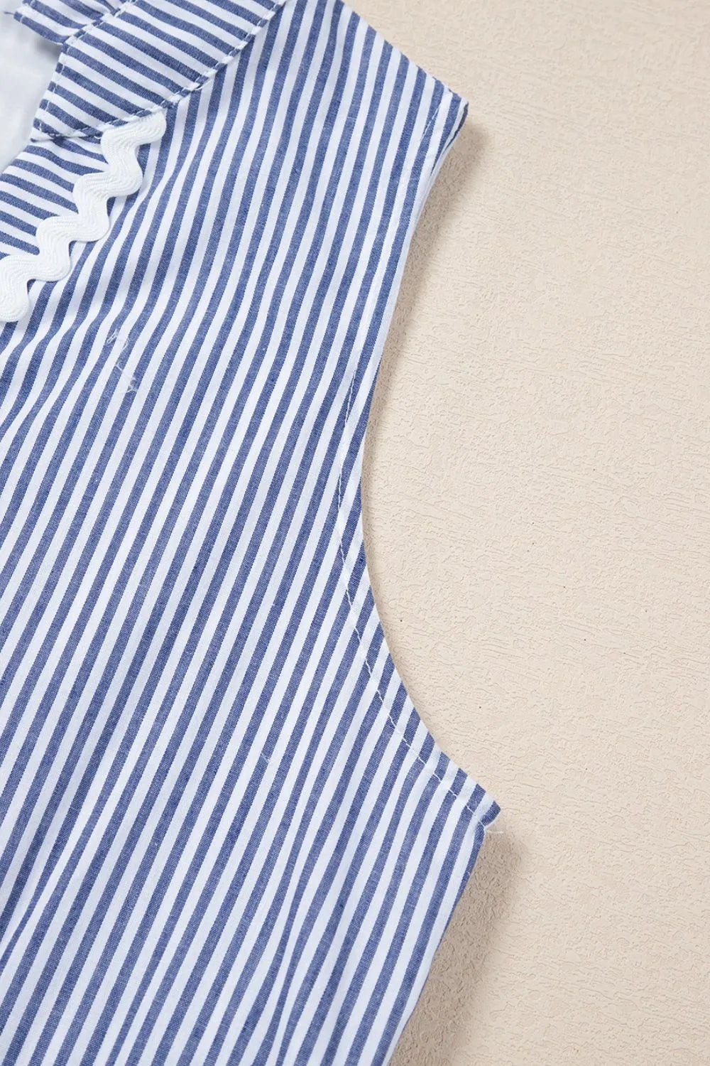 Stripe Sleeveless Notched Ric Rac Mini Dress - Blushé Belle