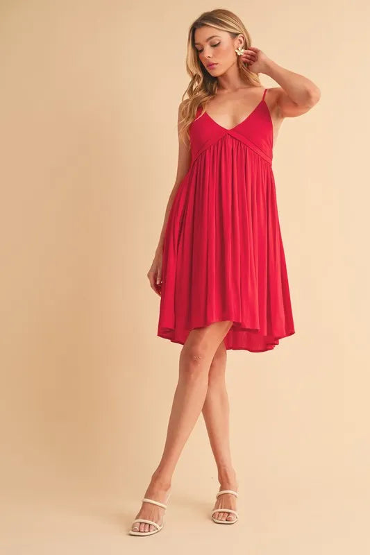 Aemi + Co Ruched Plunge Mini Cami Dress - Blushé Belle
