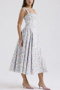 Floral Square Neck Wide Strap Midi Dress - Blushé Belle