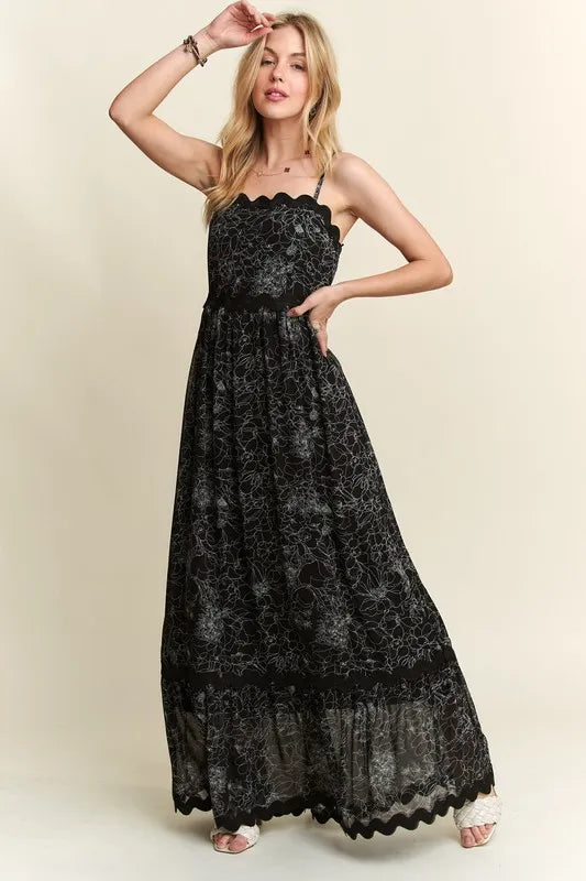 ADORA Floral Adjustable Strap Maxi Cami Dress - Blushé Belle