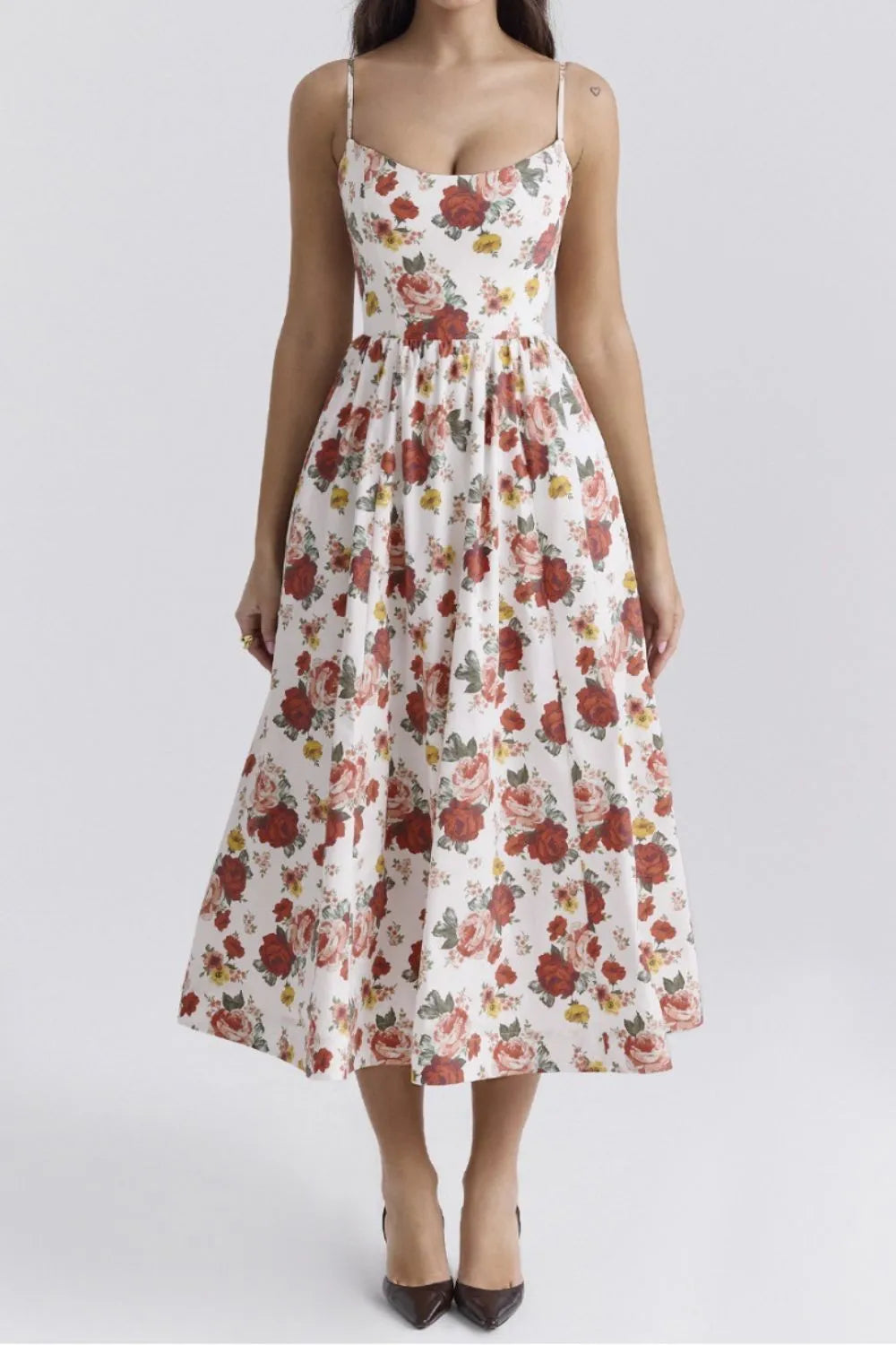 Floral Print Spaghetti Strap Midi Dress - Blushé Belle
