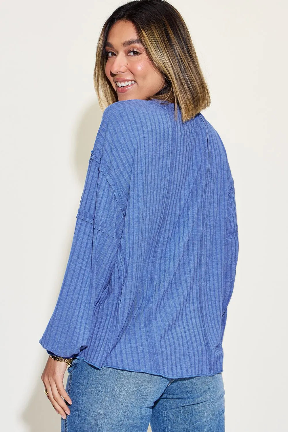 Basic Bae Full Size Ribbed Round Neck Long Sleeve T-Shirt - Blushé Belle
