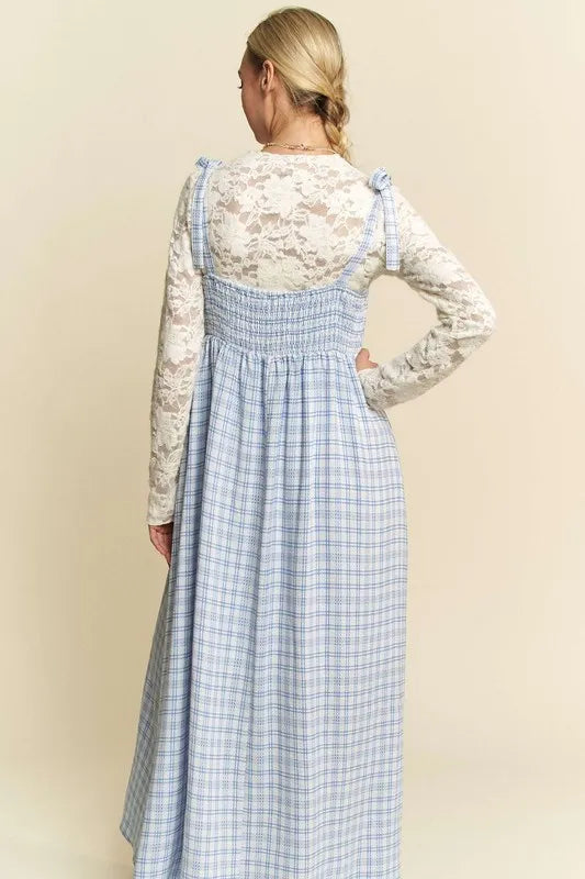 Davi & Dani Plaid Smocking Sleeveless Maxi Dress - Blushé Belle