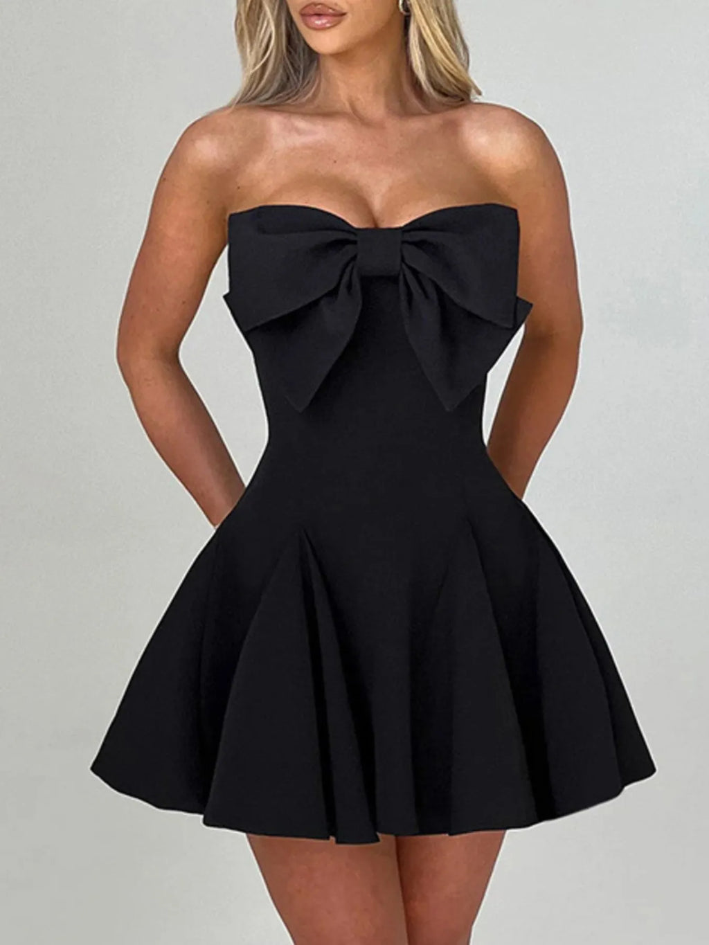 Bow Tube A-Line Mini Dress - Blushé Belle