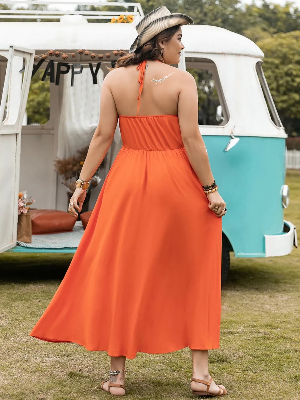 Plus Size Halter Neck Midi Dress - Blushé Belle