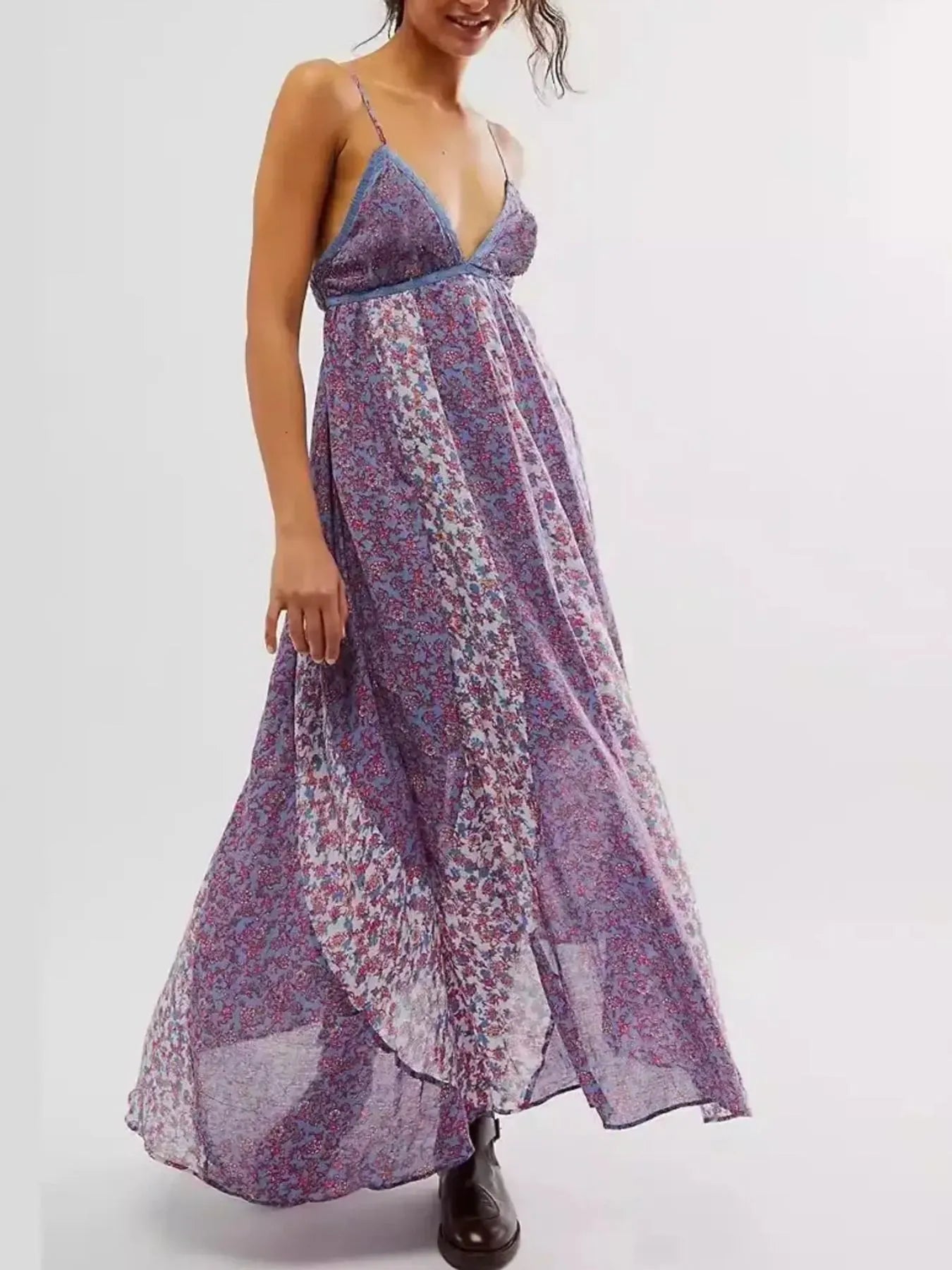 Floral V-Neck Maxi Cami Dress - Blushé Belle