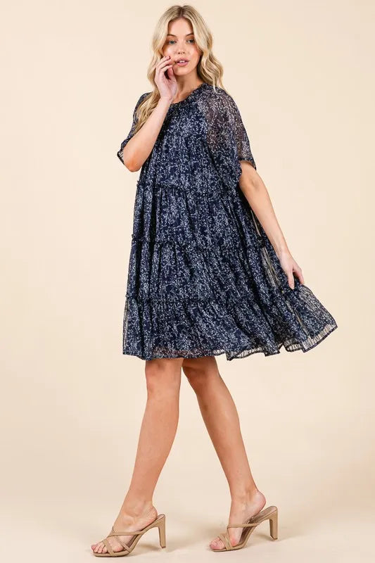 Lime 'N' Chili Ditsy Floral Print Sheer Ruffle Detail Mini Dress - Blushé Belle