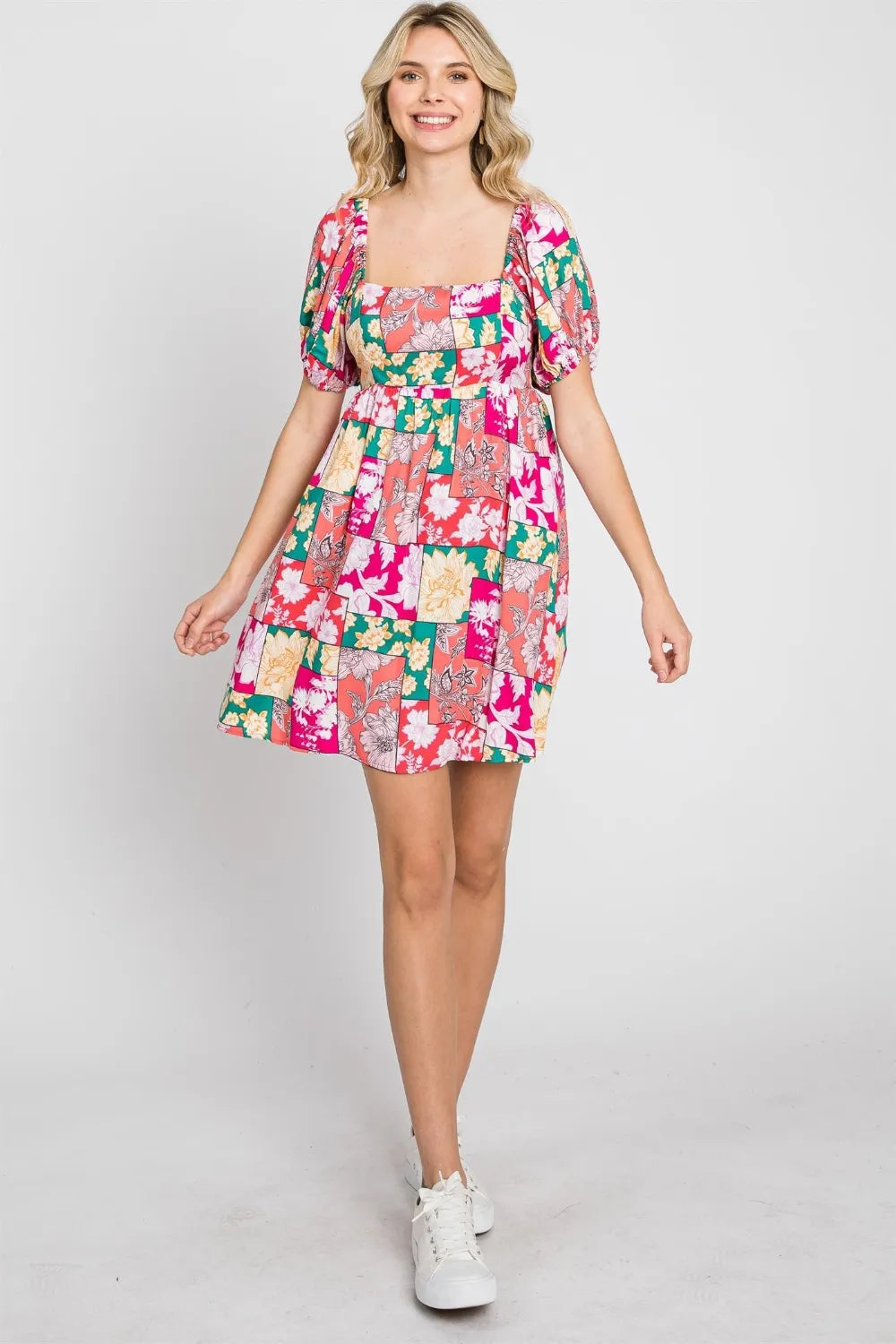 GeeGee Floral Ruff Sleeve Mini Dress - Blushé Belle