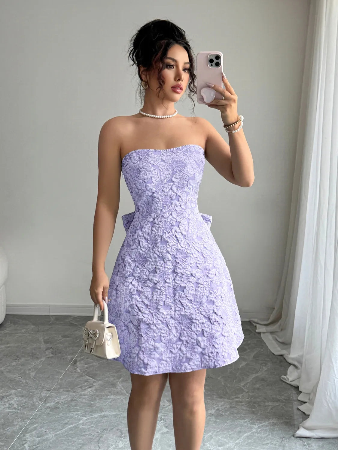Bow Back Tube Mini Dress - Blushé Belle