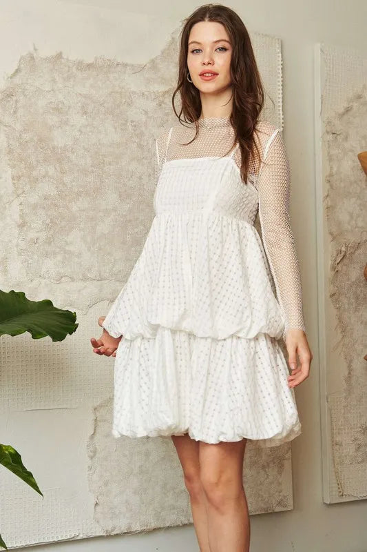 Davi & Dani Checker Print Side Pockets Textured Mini Dress - Blushé Belle