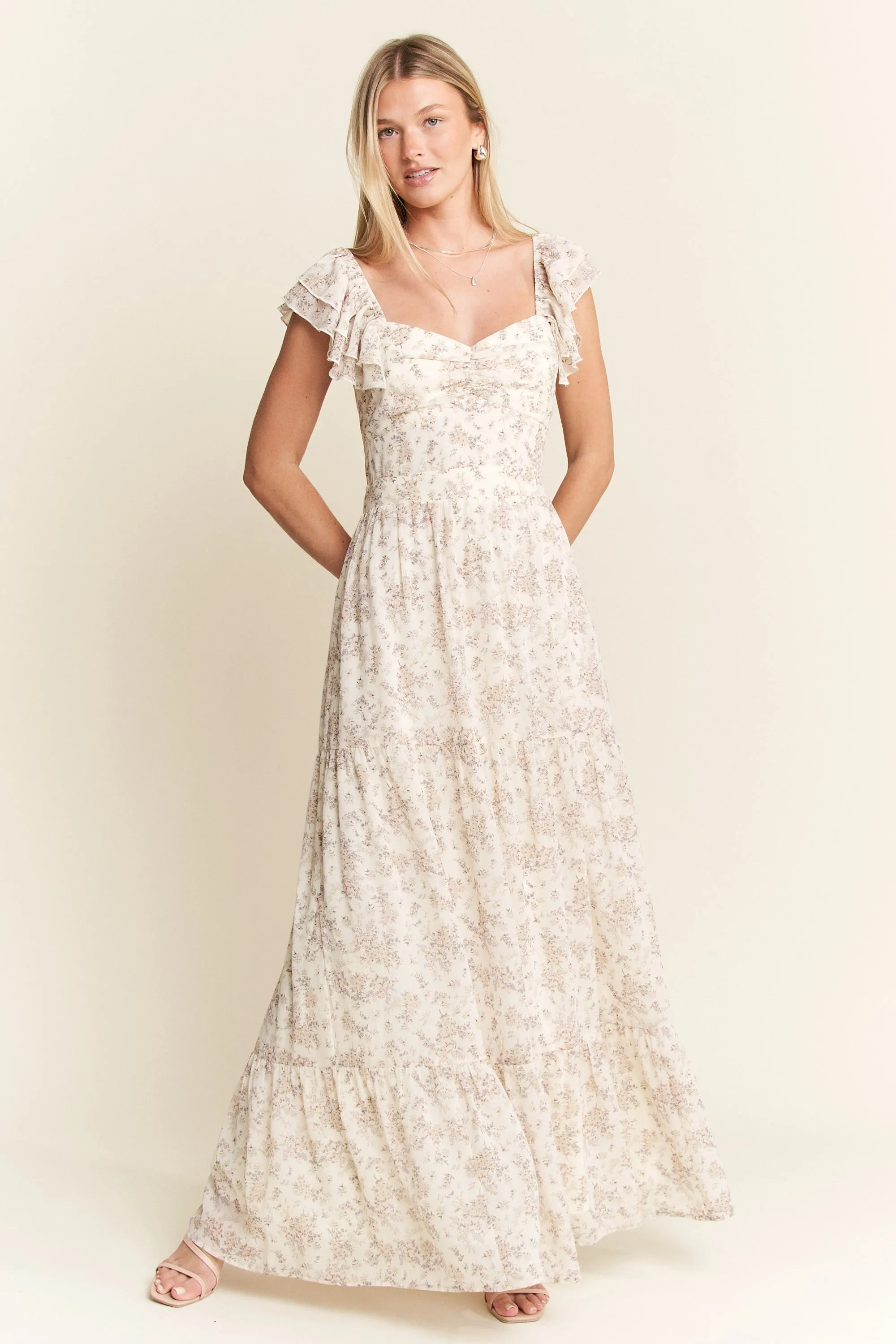 Jade By Jane Full Size Ruffle Sleeve Tiered Maxi Dress Plus Size - Blushé Belle